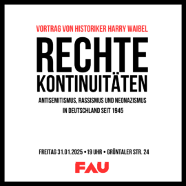 Vortrag Harry Waibel: „Rechte Kontinuitäten. Antisemitismus, Rassismus und Neonazismus in Deutschland seit 1945“