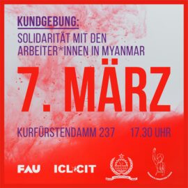 Kundgebung in Solidarität mit Textilarbeiter*innen in Myanmar (FGWM)