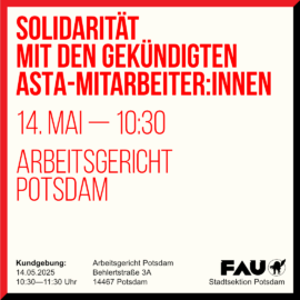 Solidarität mit den gekündigten AStA-Mitarbeiter:innen