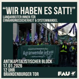 FAU Berlin calls for the “We’ve had enough!” (“Wir haben es satt”) demonstration in the anti-capitalist bloc