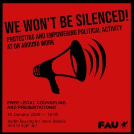 We won’t be silenced! Protecting and empowering political activity at or around work: FREE LEGAL COUNSELING AND PRESENTATIONS